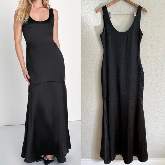 NWOT Enchanting Sophistication Black Satin Mermaid Maxi Dress - Picture 1 of 8